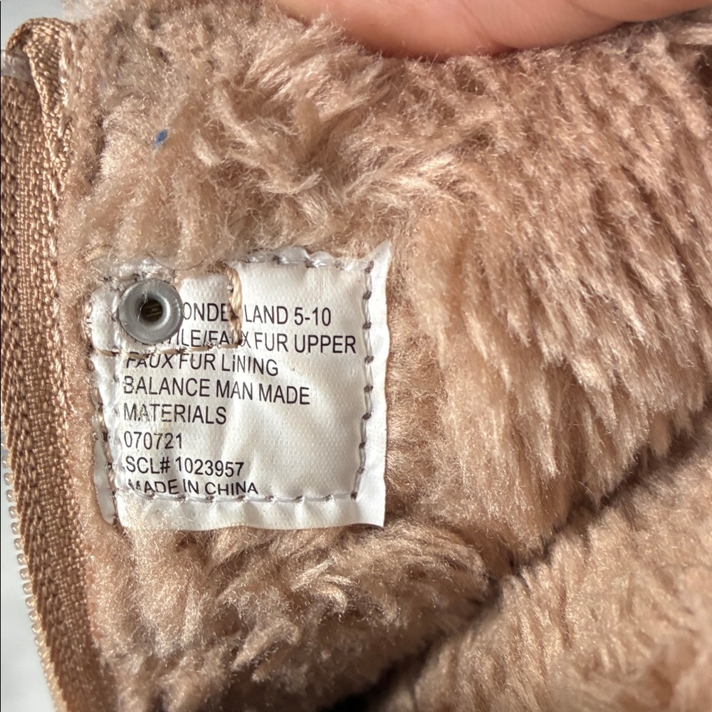 Cozy Tan Kids Boots with Pom Poms - Picture 8 of 11